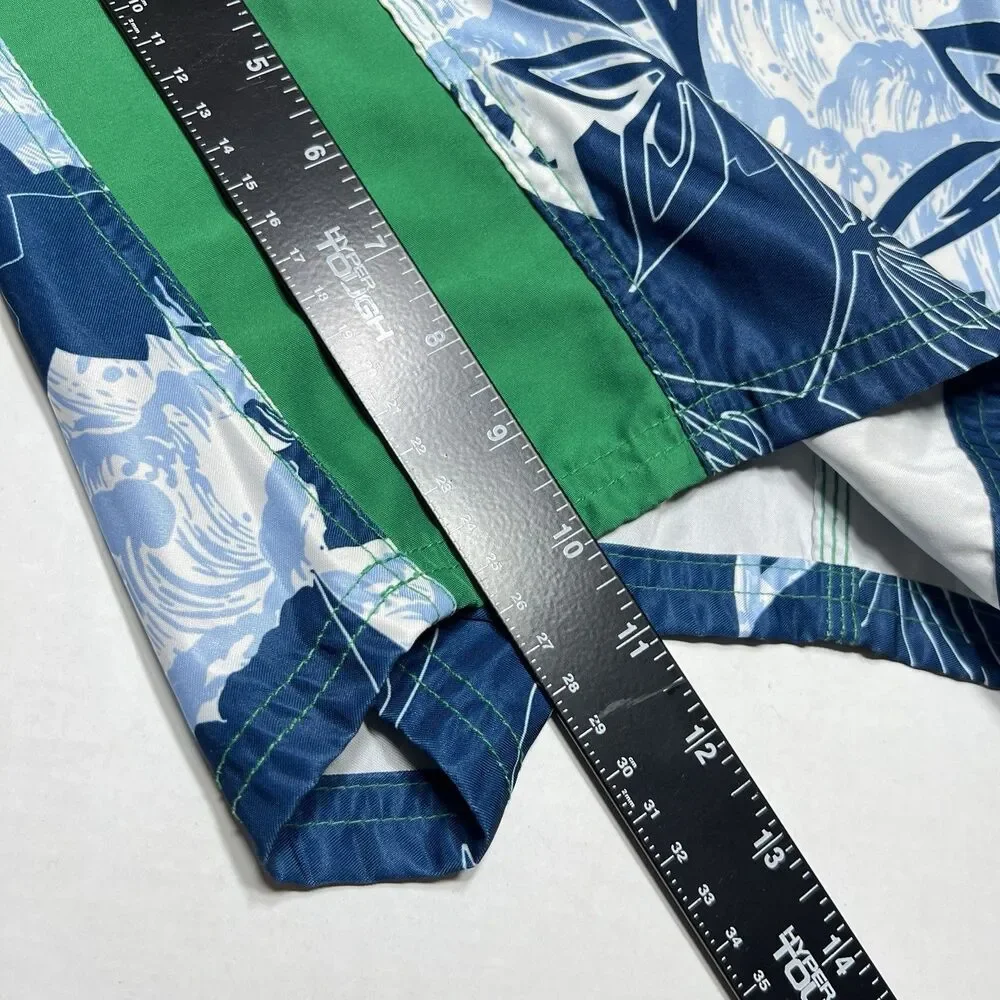 Reef Mens Vtg Y2K Board Shorts 36 Blue Bikini Tropical Floral Swim Trunks Surf